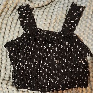 Hot Topic Black and White Mushroom Crop Top